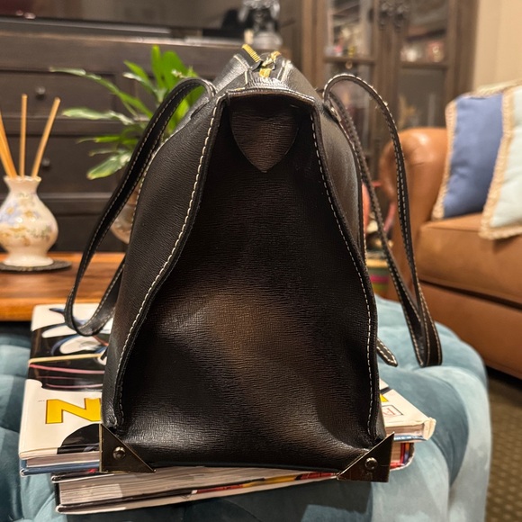 Alberta Di Canio Elegant Black Leather Tote Bag - Picture 2 of 6